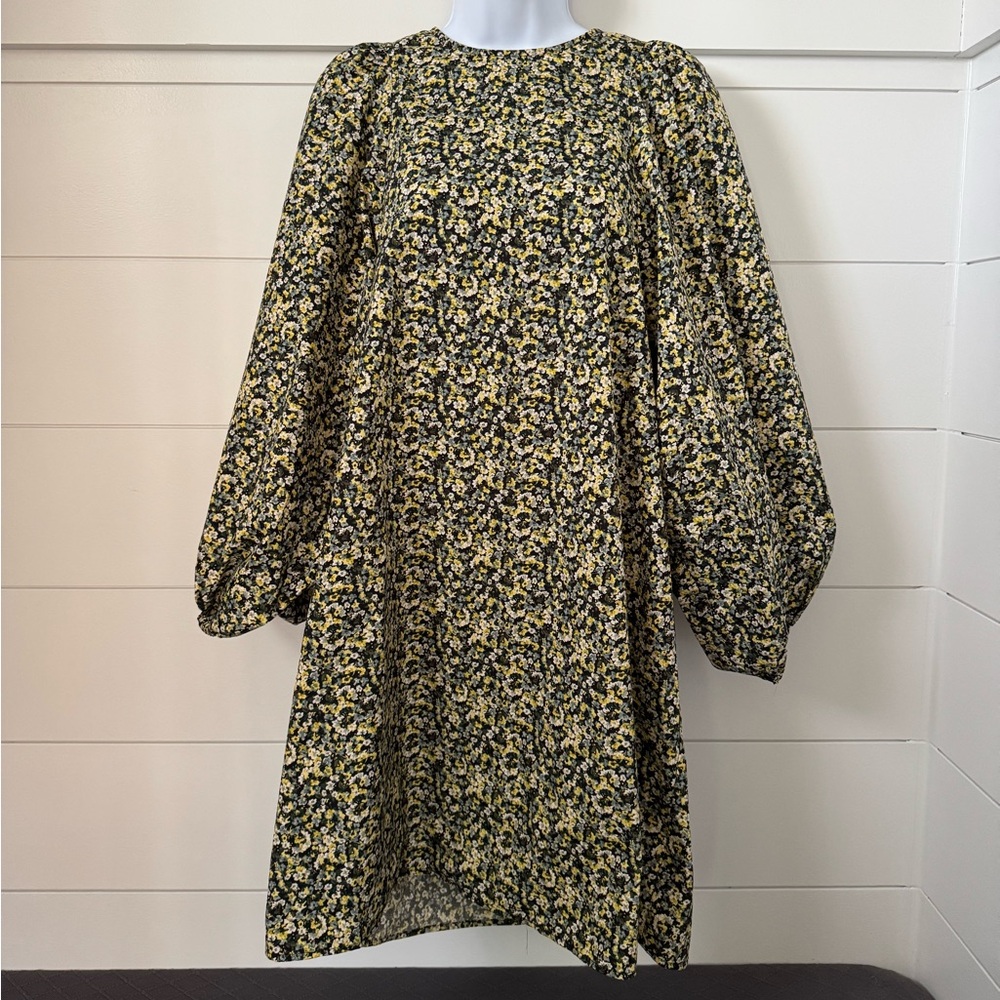 H&M Black and Yellow Floral Dress, Women’s S